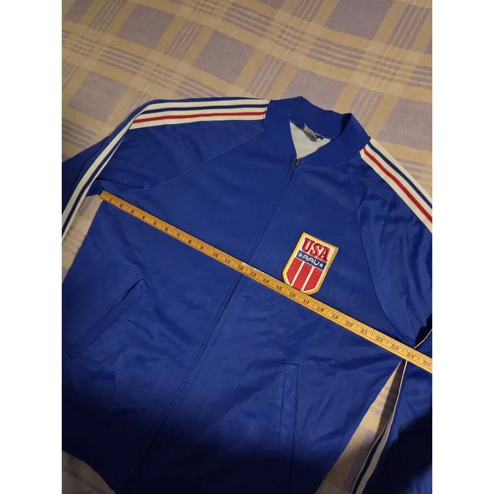 VTG 80s Adidas USA AAU ATP Ventex Keyrolan Trefoil Track Jacket Sewn Red Blue - Picture 5 of 12